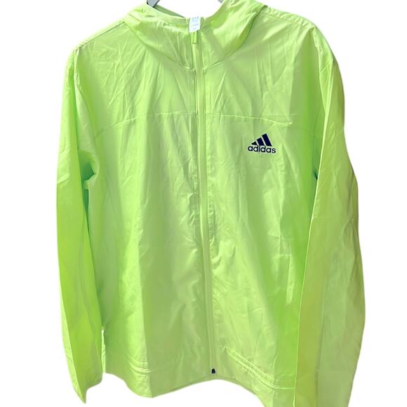 NWT $60 ADIDAS zipper windbreaker jacket running Carrera lime M - Picture 1 of 2